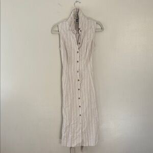 Anne Klein Cream Button-Down Midi Dress